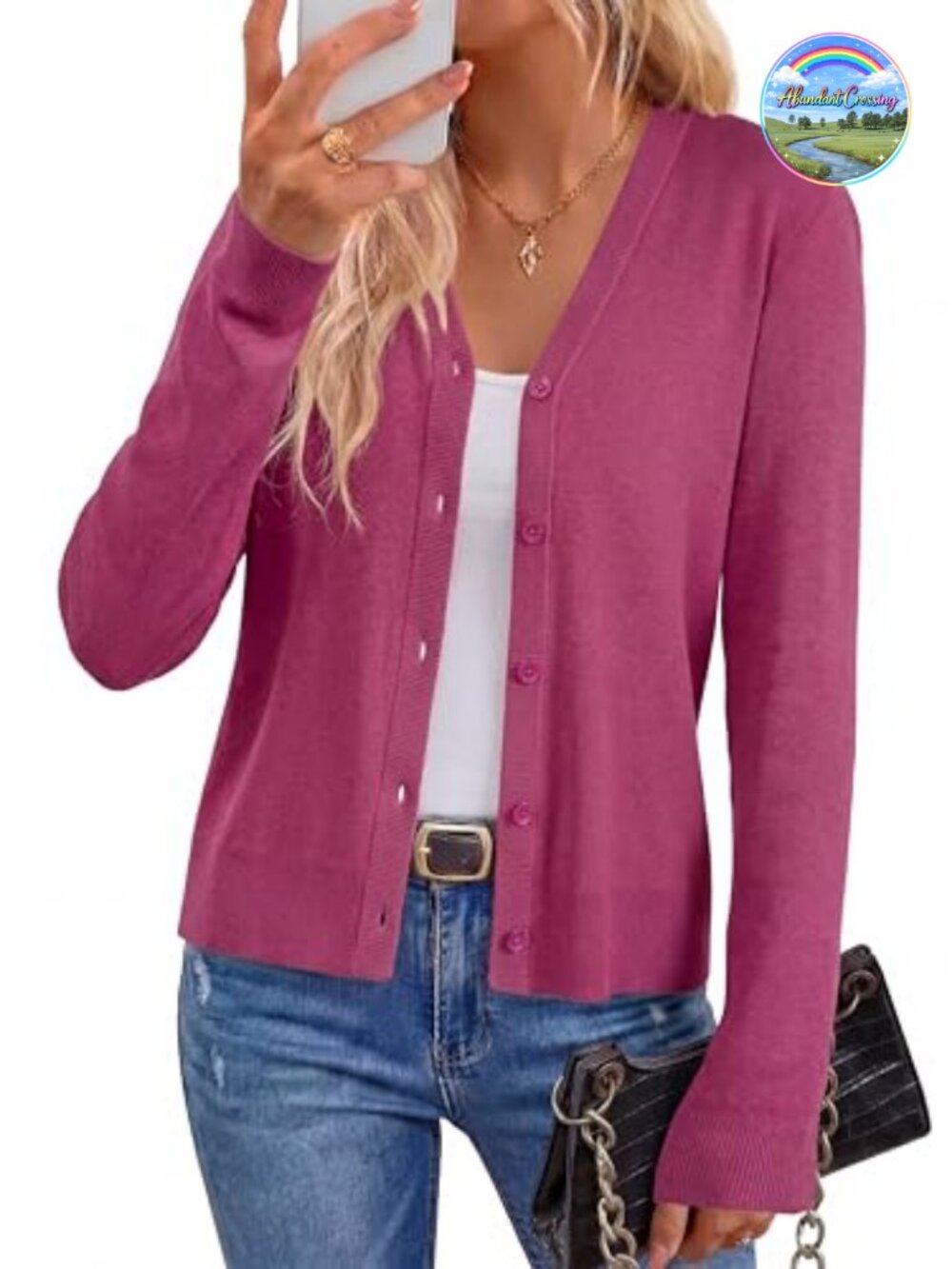 Wool Blend Cardigan Sweater Long Sleeve V-Neck Button Business Casual